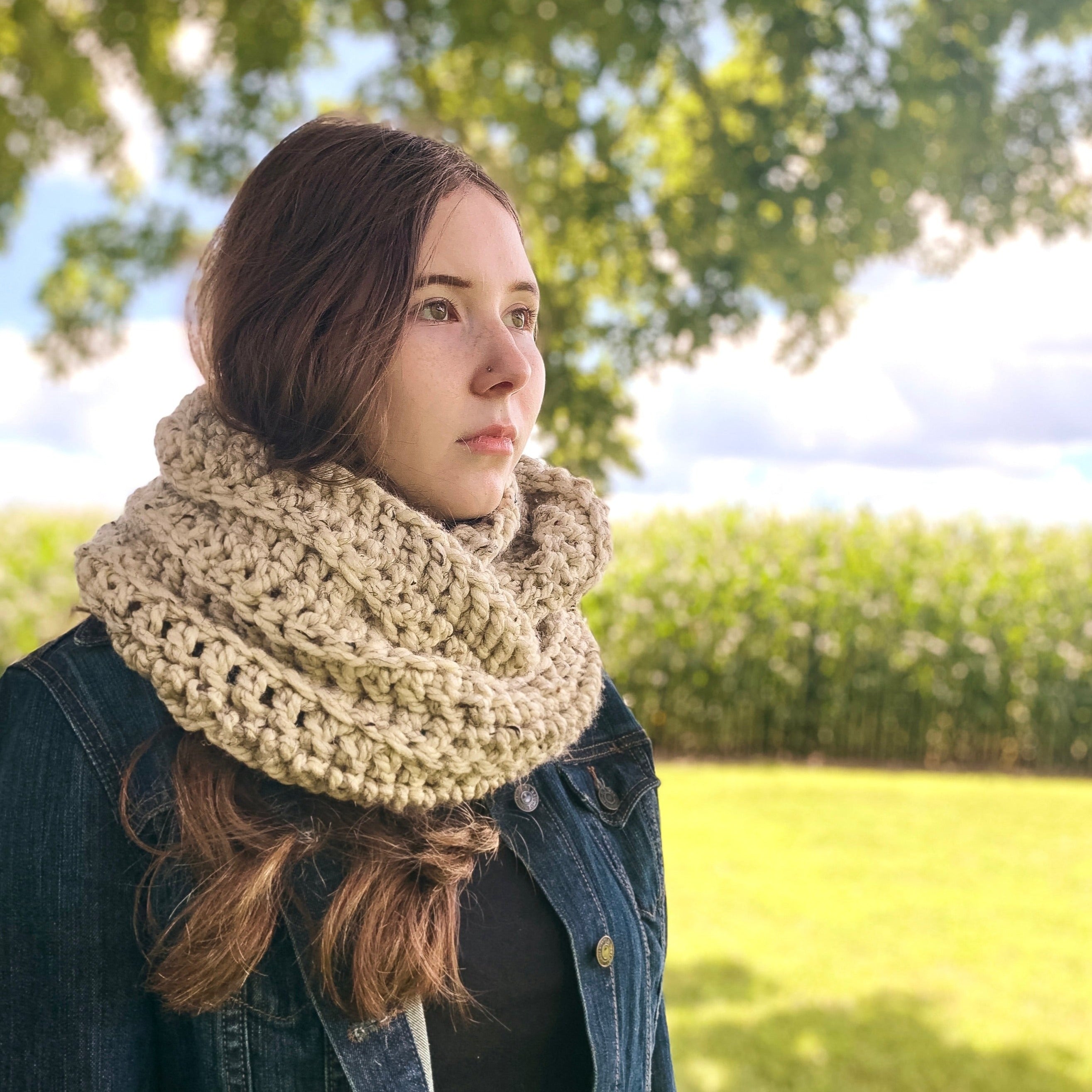 Chunky Infinity Scarf with Wool
