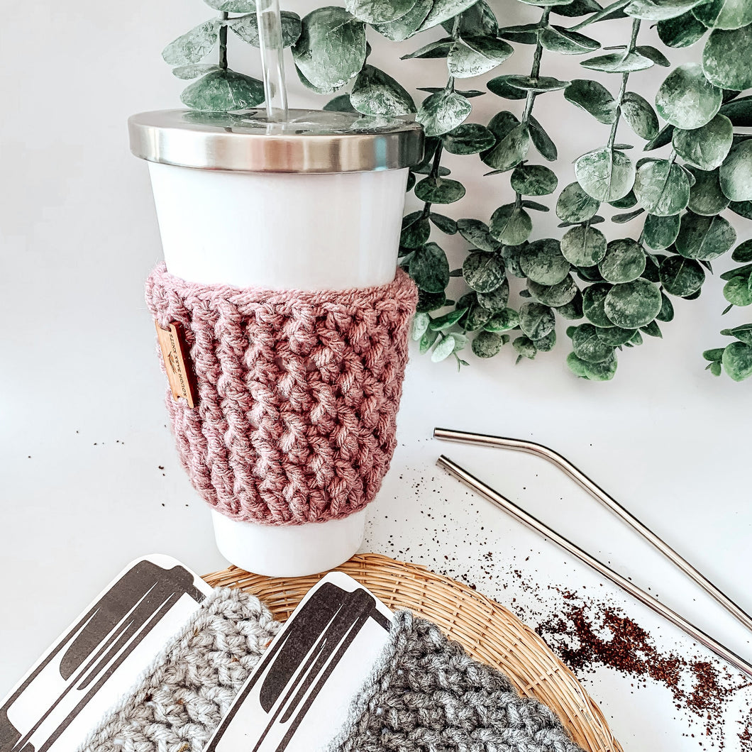 Cup Cozy with Wooden Label (3 for $25 - more colours!)