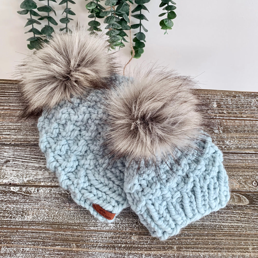 Mommy & Me Hat Set with Single Poms