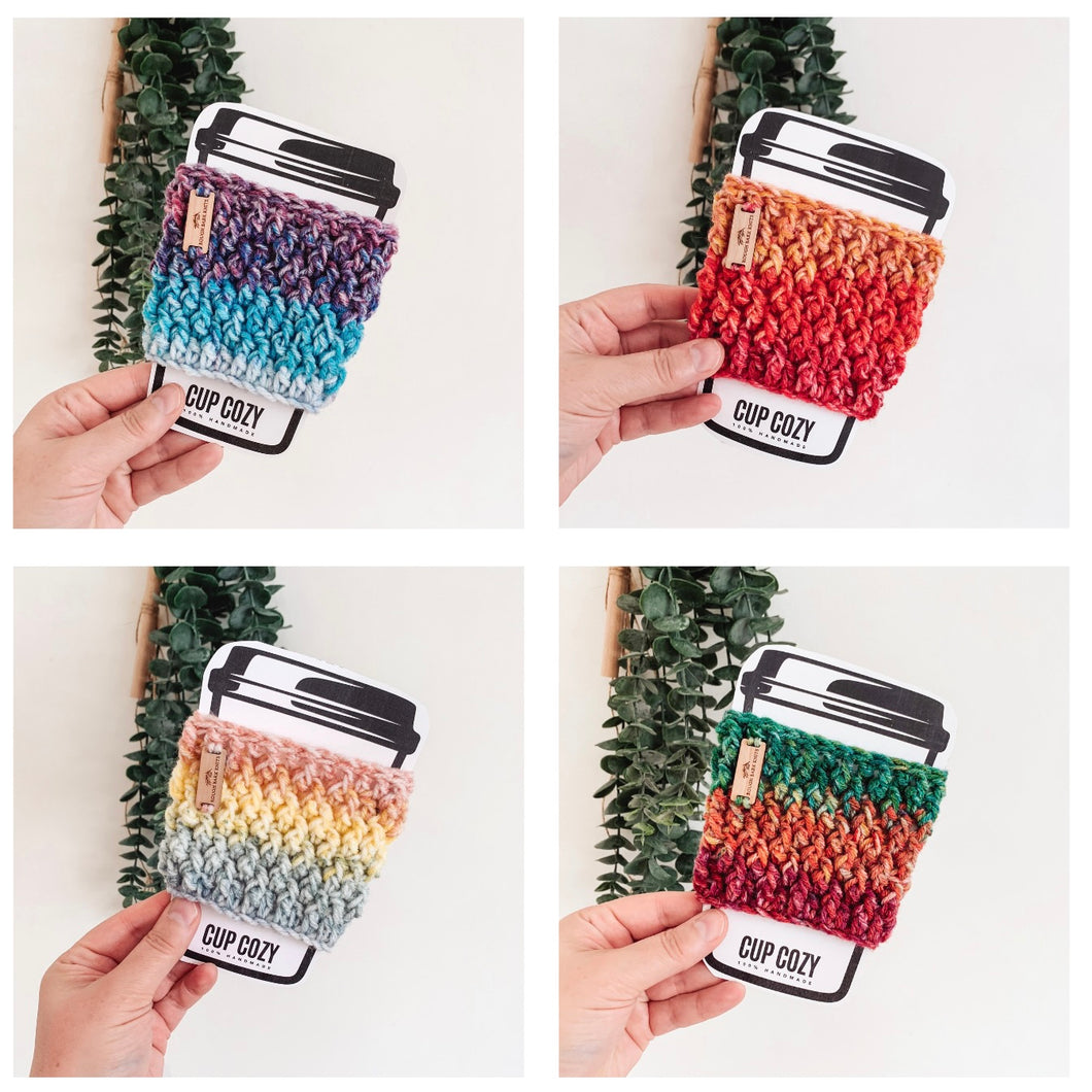 Multi-Colour Cup Cozy with Wooden Label (3 for $25)